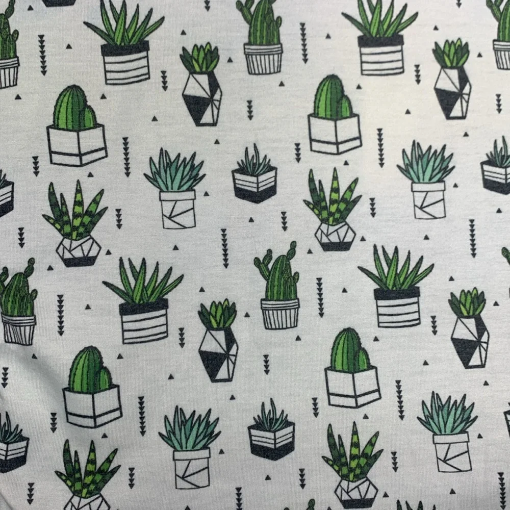 Copper Pearl Green and White Succulent Print Bassinet Sheet Bedding